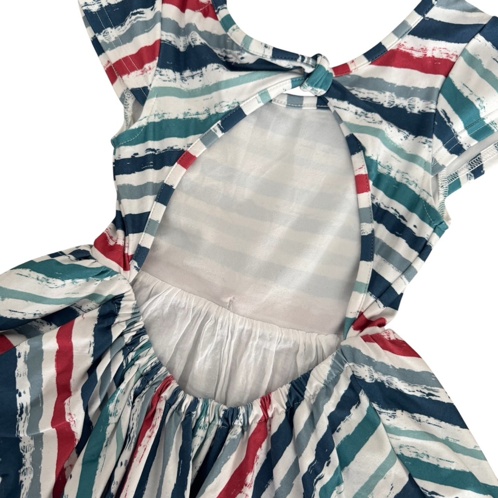 Cheeky Plum Striped Ruffle Twirl Dress Size 6 - Picture 7 of 9